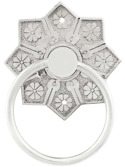 Eastlake Star Pattern Ring Pull in Polished Nickel.